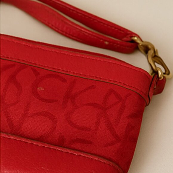 Calvin Klein Red Monogram Wristlet / Small Crossbody – Worn Condition - Picture 3 of 3